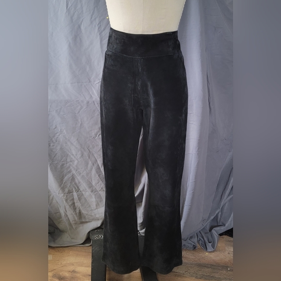 Leather Suede black bootcut pants - Picture 1 of 10